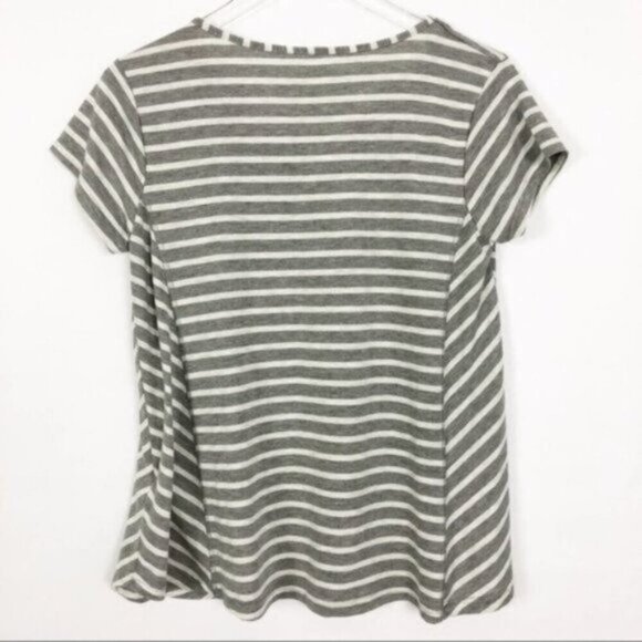 Poof | Grey & White Stripe Pattern Short Sleeves Top Size Medium - Picture 3 of 7